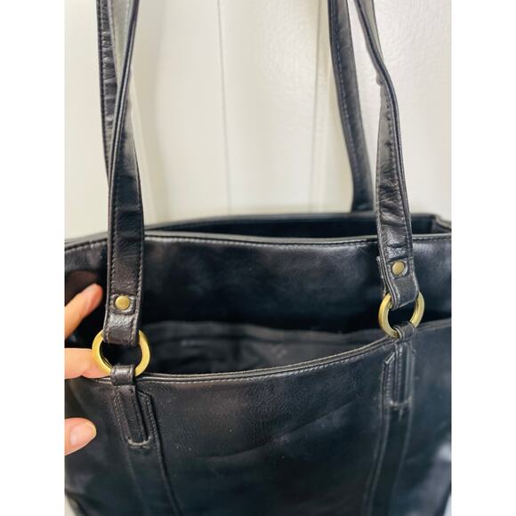 Crazy Horse Vintage Black Double Strap Vintage Purse by Liz Claiborne - Picture 10 of 11